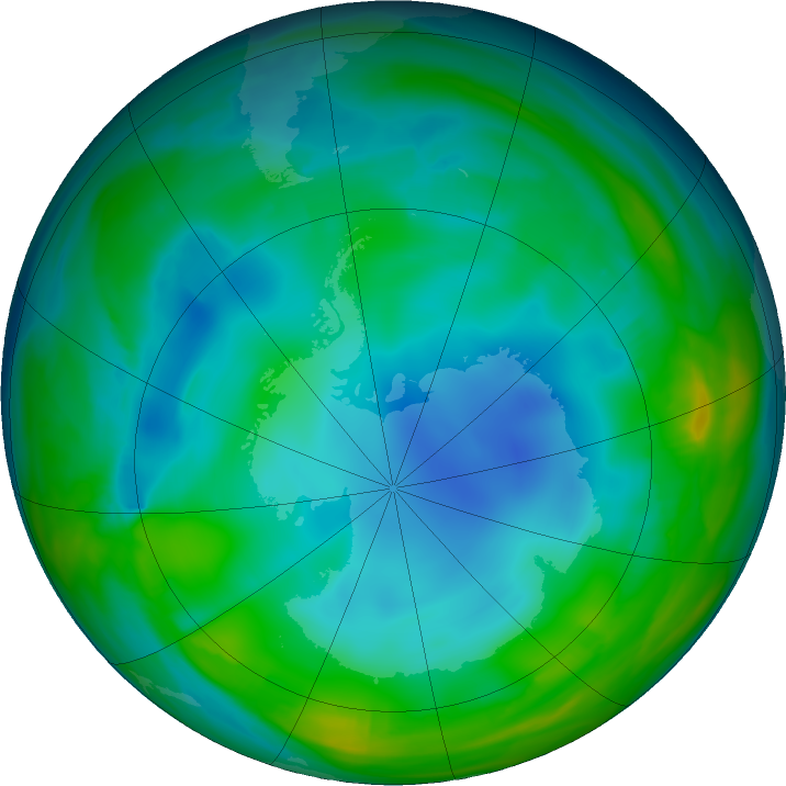 Antarctic ozone map for 20 June 2017